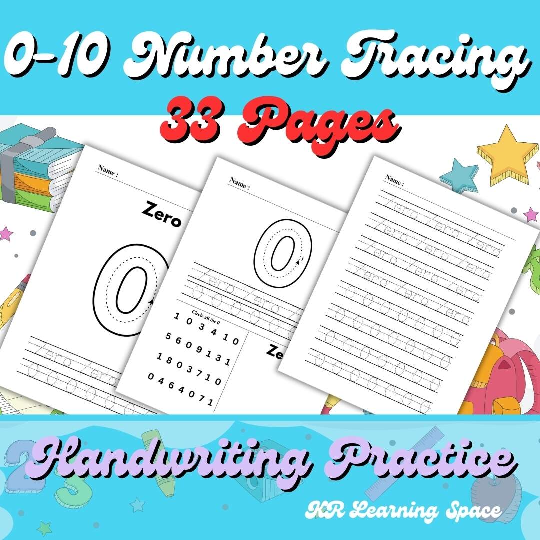 1 10 Number Tracing Preschool Worksheet Printable Handwriting Practice Made By Teachers