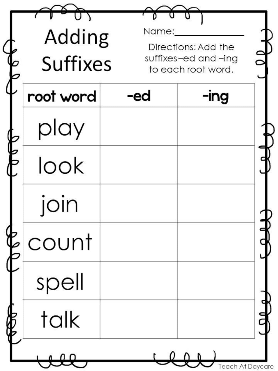 Suffixes Worksheets Printable Word Endings Practice