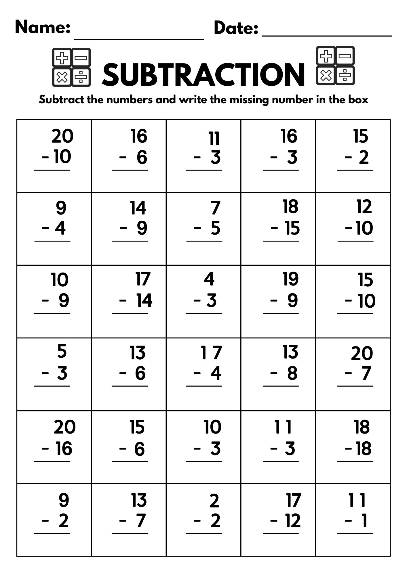 10 Printable Subtraction Fill In The Blanks Worksheets Numbers 1 20 For Kindergarten 1st Grade 2nd Grade Math Subtraction Worksheets Etsy Israel 10 Printable Subtraction Fill In The Blanks Worksheets Numbers 1 20 For Kindergarten 1st Grade 2nd Grade Math Subtraction Worksheets Etsy Israel