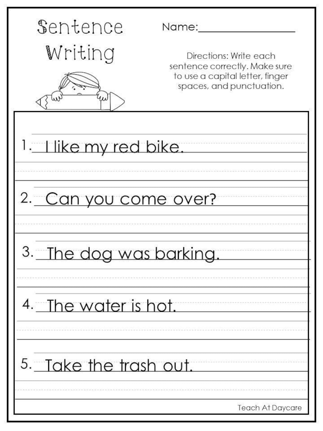 50 Printable 1st Through 3rd Grade Fix A Sentence Examples Spelling Writing Etsy