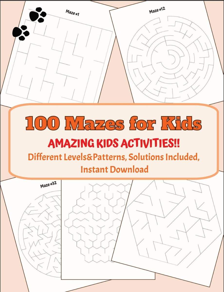 100 Kids Maze Set Different Levels Printable Maze Challenge Pages Kids Worksheet Activity Pages Brain Teaser Family Puzzle Playtime Etsy Pumpkin Patch Maze 2 Worksheets FREE Printable Worksheets Worksheetfun