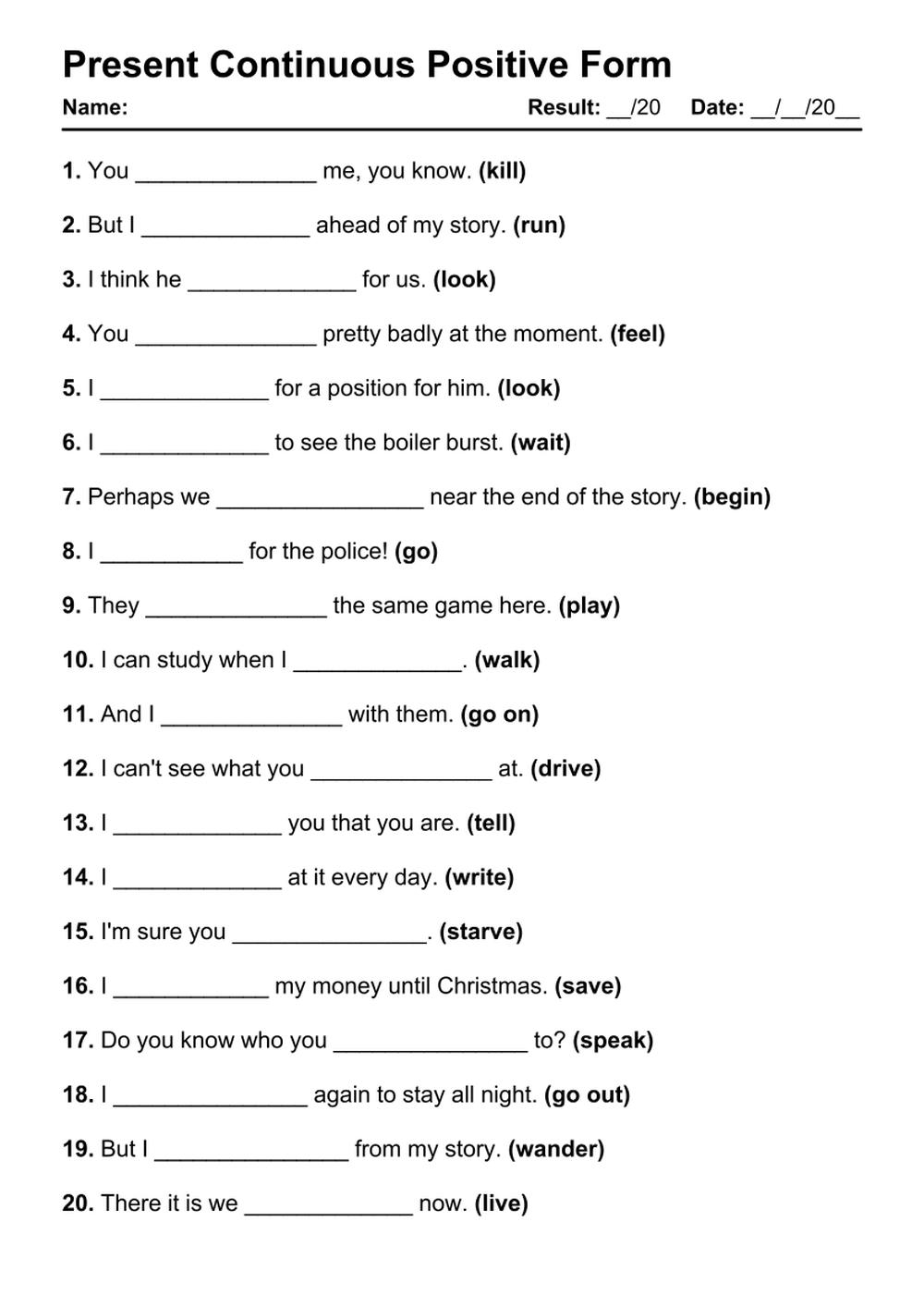 101 Present Continuous Positive PDF Worksheets With Answers Grammarism Present Simple And Present Continuous Grammar Worksheet Look At The Images And Write The Sentences Pdf Ezpzlearn