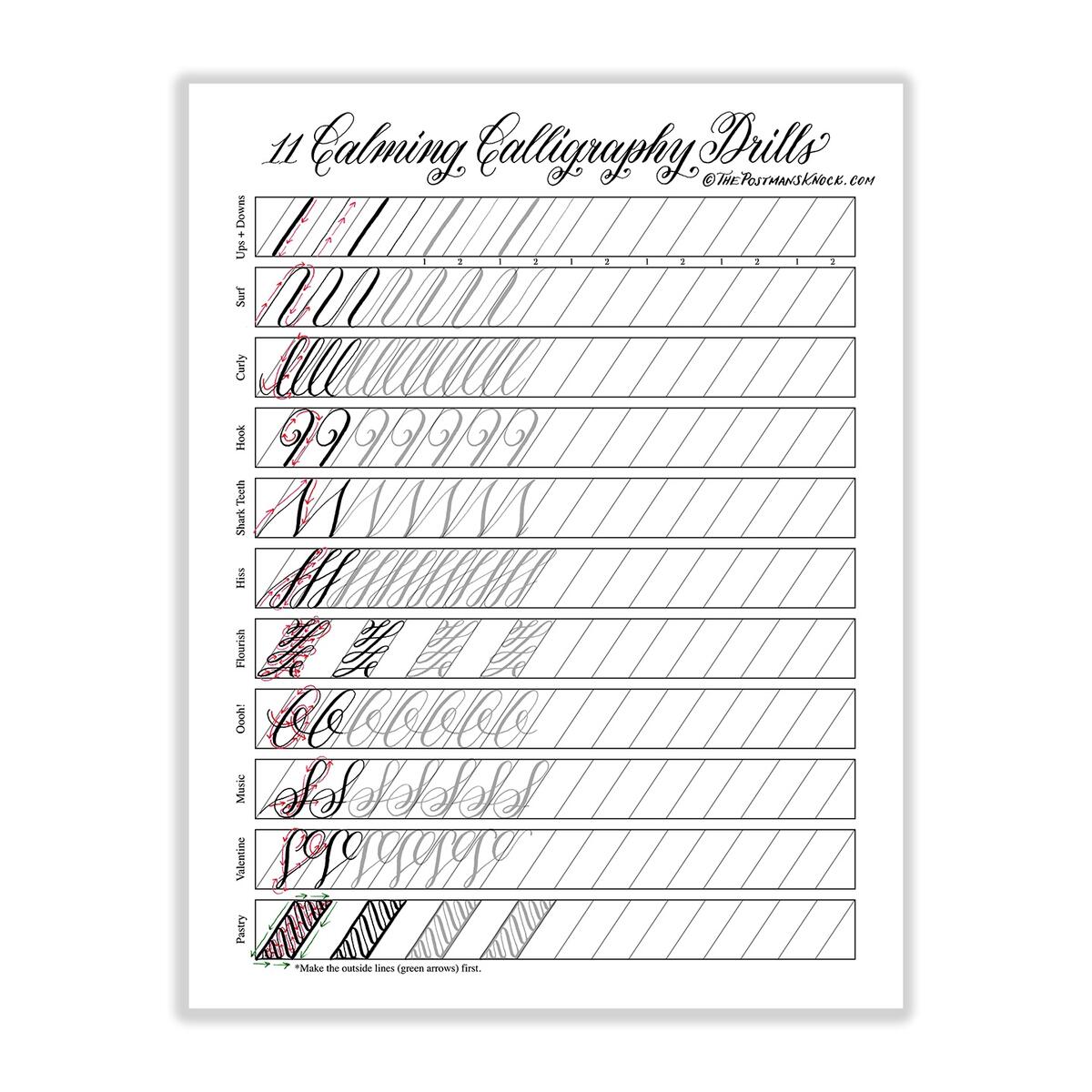 11 Calming Calligraphy Drills Printable The Postman S Knock 11 Calming Calligraphy Drills Printable The Postman S Knock