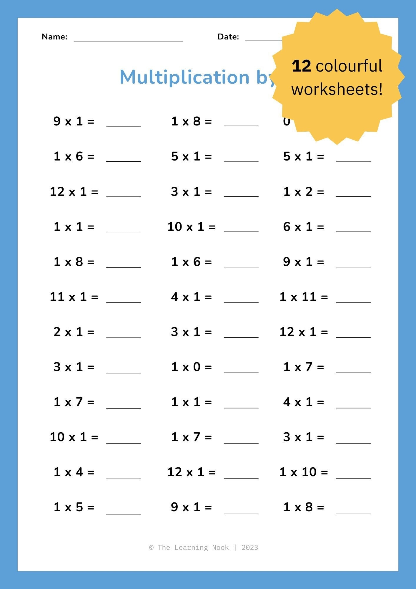 12 Printable Multiplication Worksheets Times Tables Practice Maths Drills Kids Learning Homeschool Third Grade Maths Etsy Master Multiplication With Fun Free Printable Times Table Worksheets
