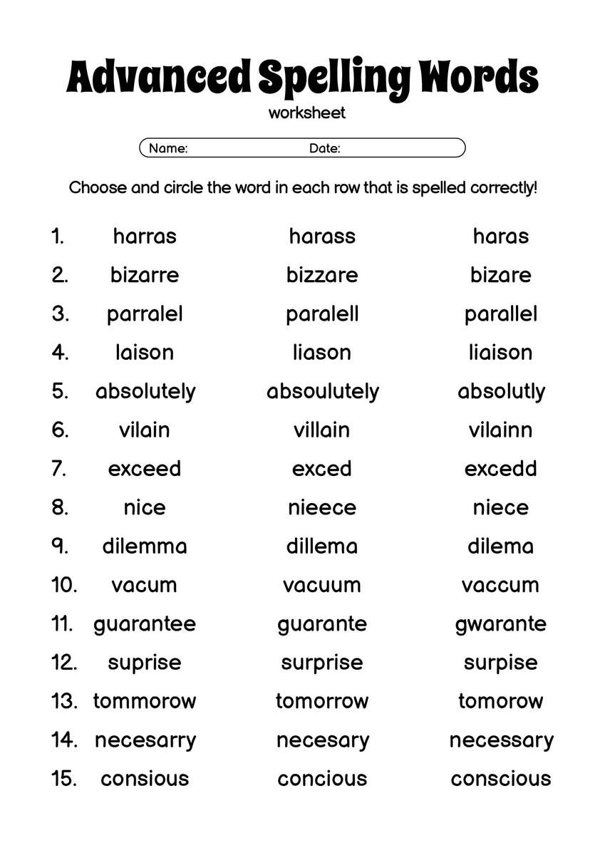 15 7th Grade Spelling Words Worksheets Free PDF At Worksheeto