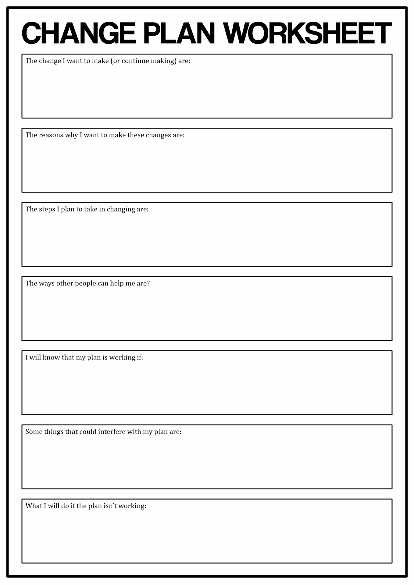16 Motivational Worksheets For Change Free PDF At Worksheeto