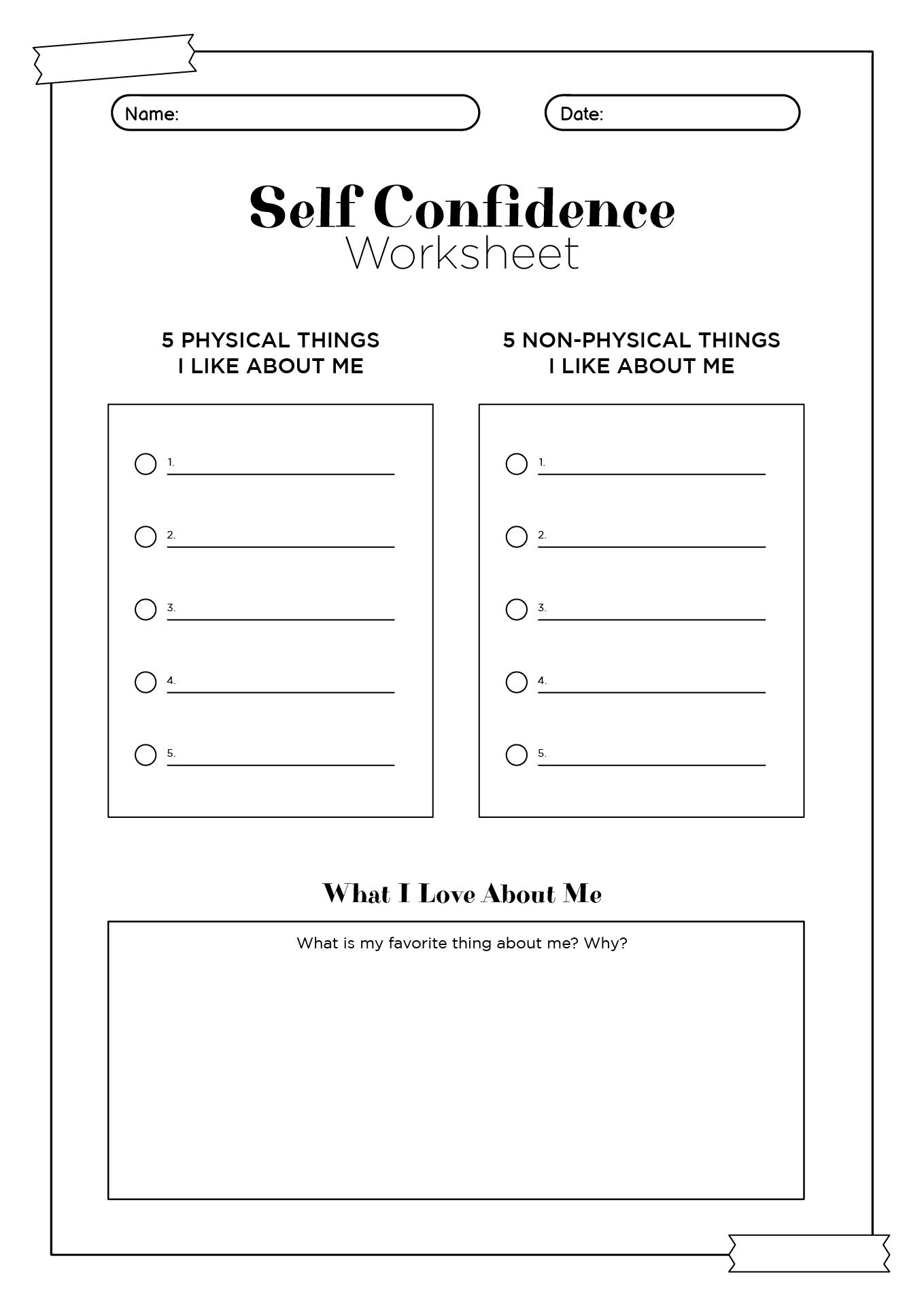 13 Self Esteem Worksheets For Students Free PDF At Worksheeto