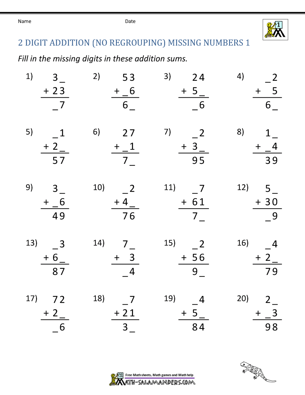 2 Digit Addition Without Regrouping 2 Digit Addition And Subtraction Worksheets With And Without Regrouping Made By Teachers
