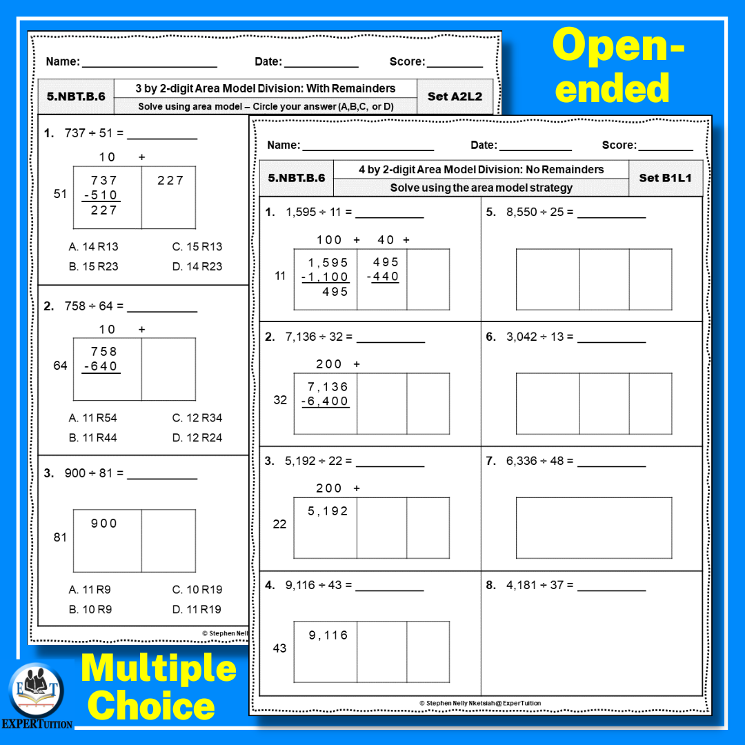 2 Digit Divisors Area Model Division Worksheets Bundle Made By Teachers 2 Digit Divisors Area Model Division Worksheets Bundle Made By Teachers