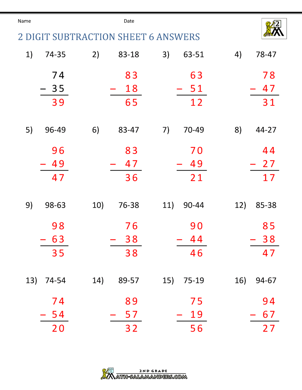 2 Digit Subtraction With Regrouping Worksheets 2 Digit Subtraction With Regrouping Worksheets
