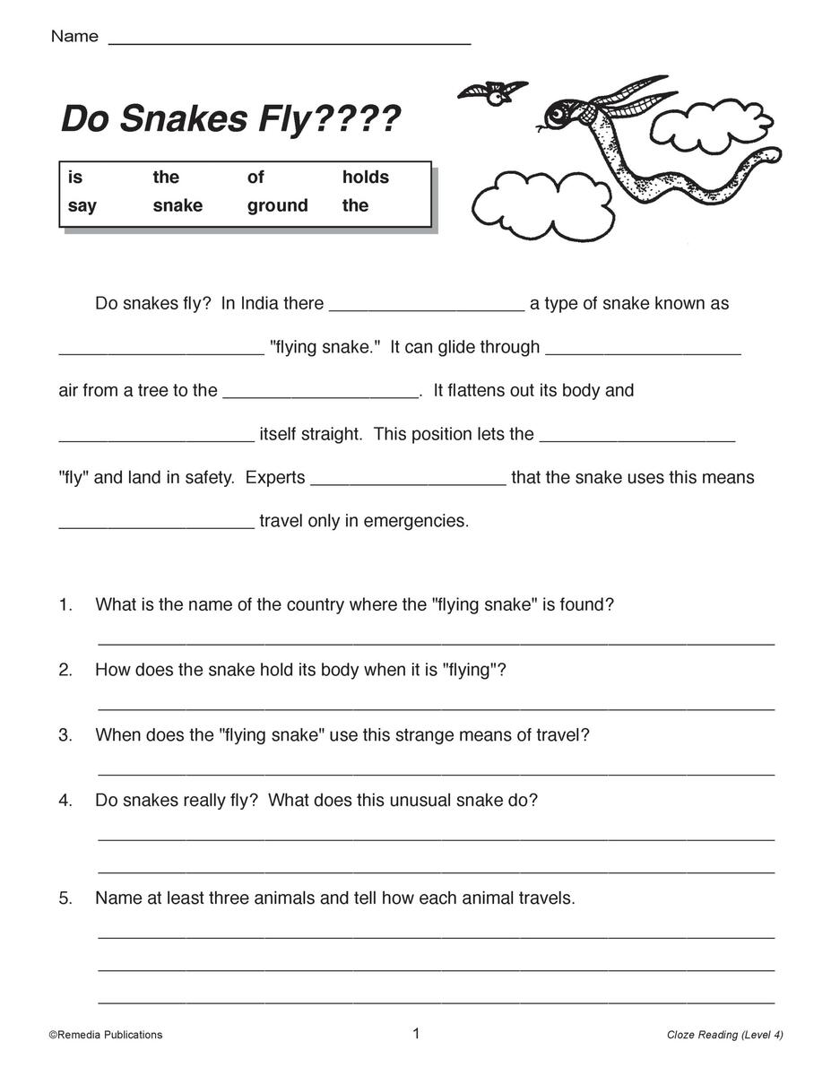 20 Cloze Passages And Comprehension Questions For Reading Level 5 Made By Teachers