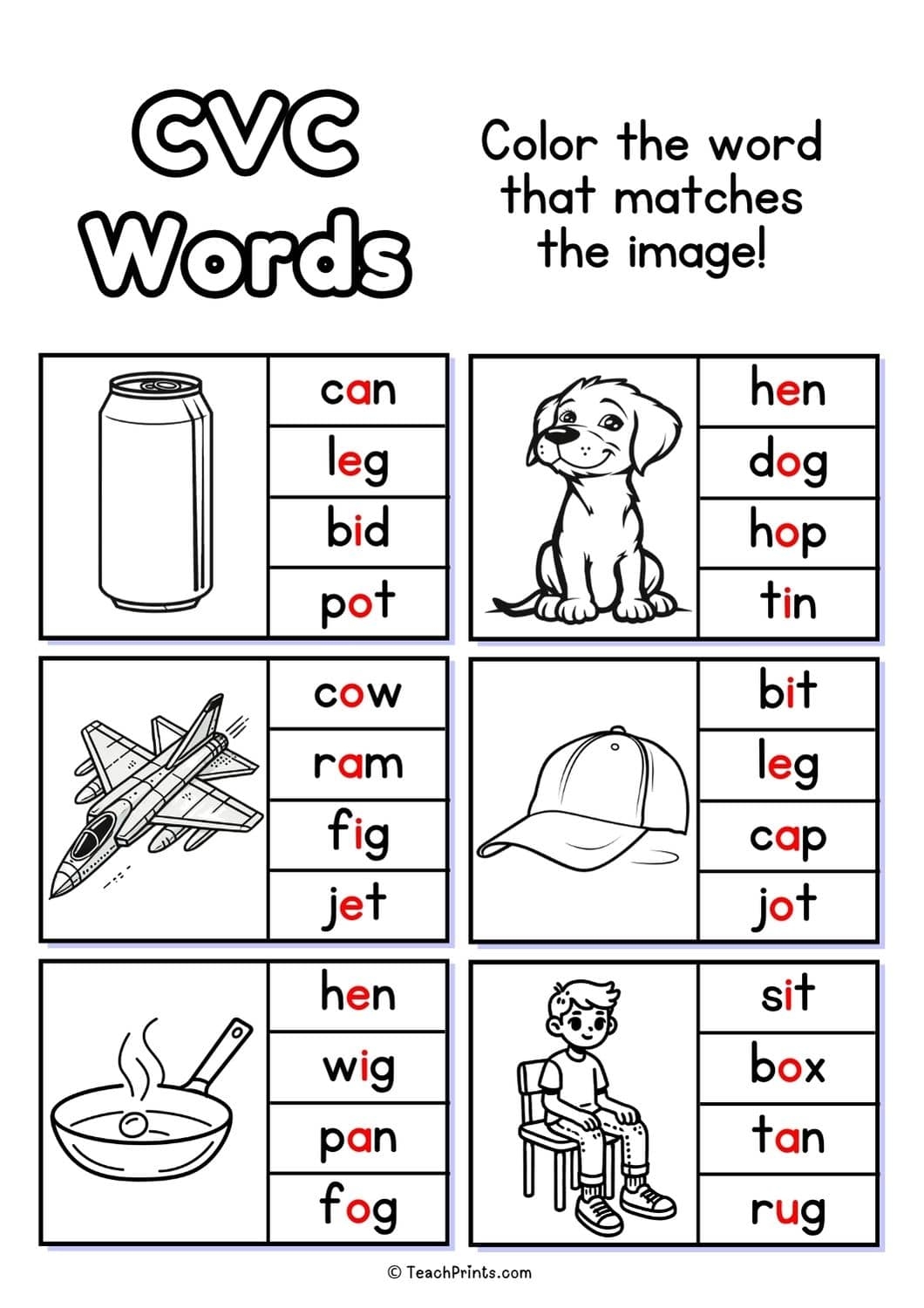 20 Free CVC Words Worksheets Teach Prints 20 Free CVC Words Worksheets Teach Prints