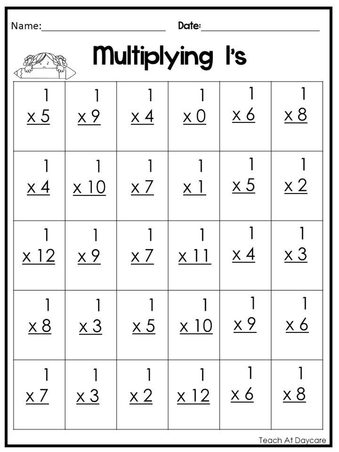 24 Printable Multiplying Practice Worksheets Numbers 1 12 1st 4th Grade Math Etsy 24 Printable Multiplying Practice Worksheets Numbers 1 12 1st 4th Grade Math Etsy