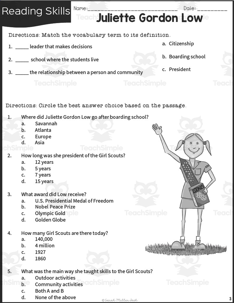 2nd Grade Reading Packet Juliette Gordon Low By Teach Simple Discover 9 Juliette Gordon Low And Girl Scout Activities Ideas On This Pinterest Board Brownie Girl Scouts Daisy Girl Scouts Scout Activities And More