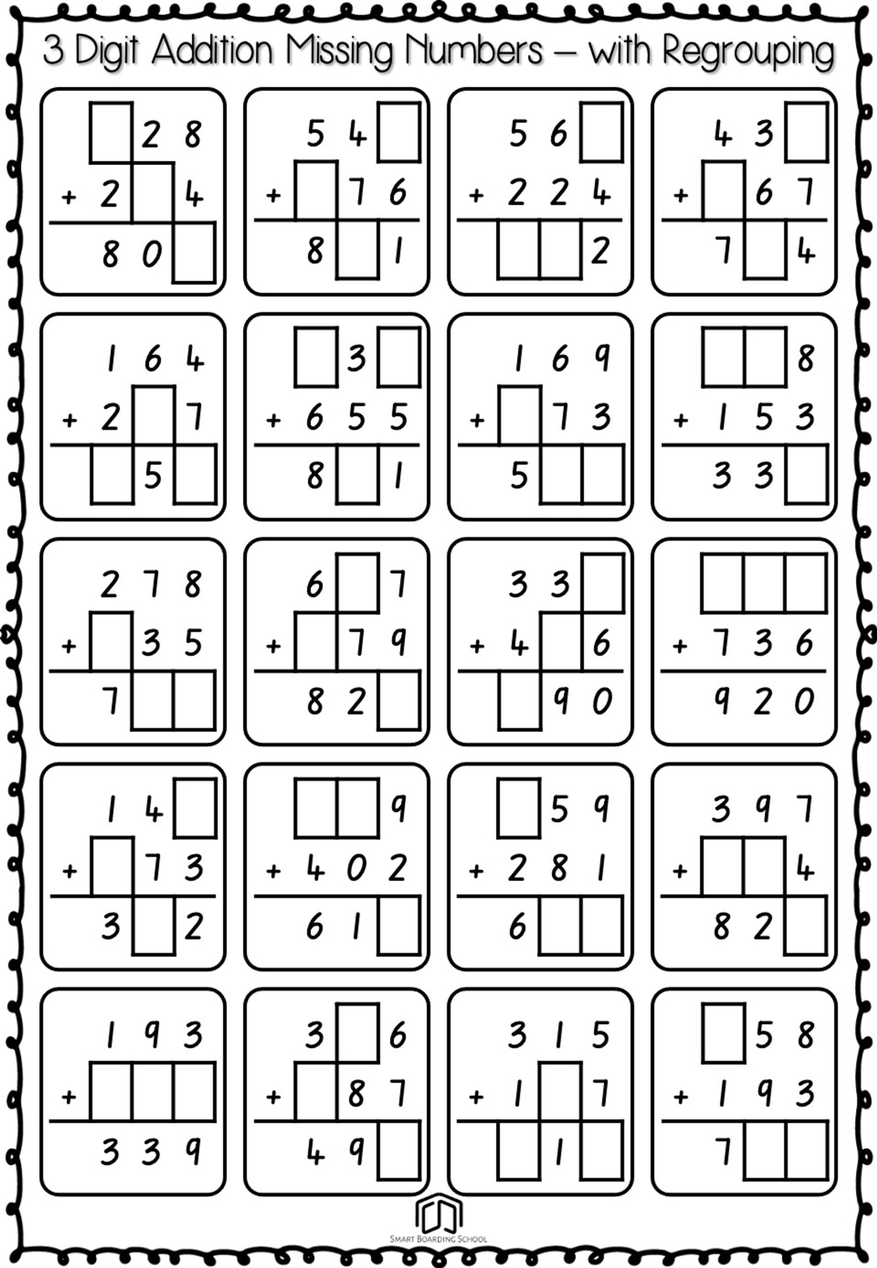3 Digit Addition With Regrouping 3 Digit Addition With Regrouping