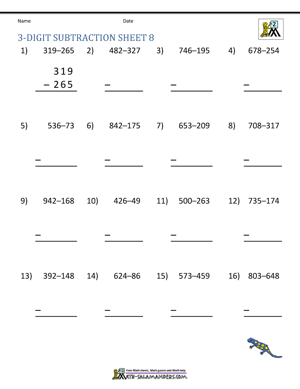 3 Digit Subtraction Worksheets Superstar Worksheets
