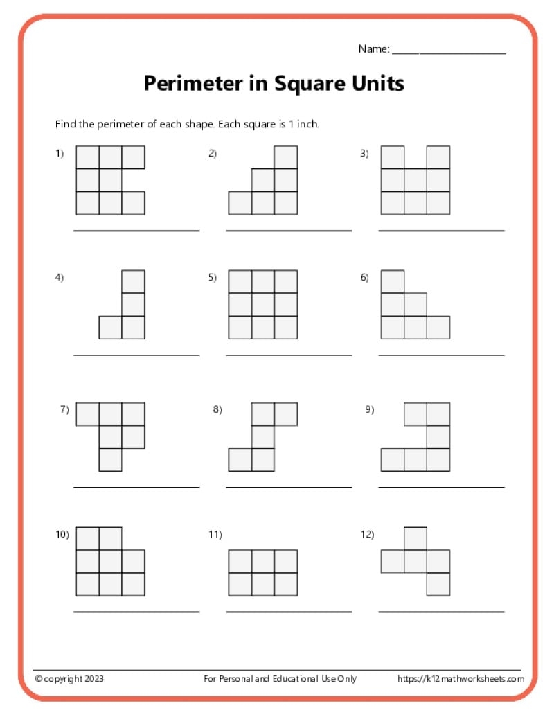 3rd Grade Area And Perimeter Worksheets K12 Math Worksheets