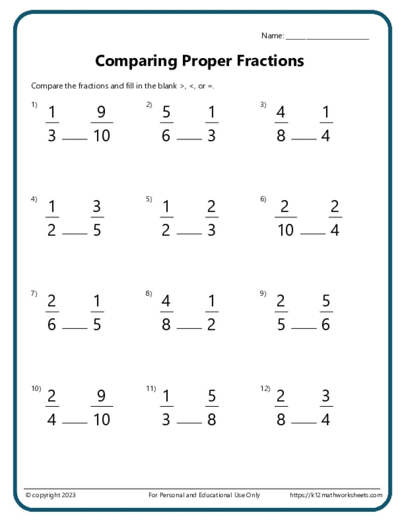 3rd Grade Fraction Worksheets K12 Math Worksheets