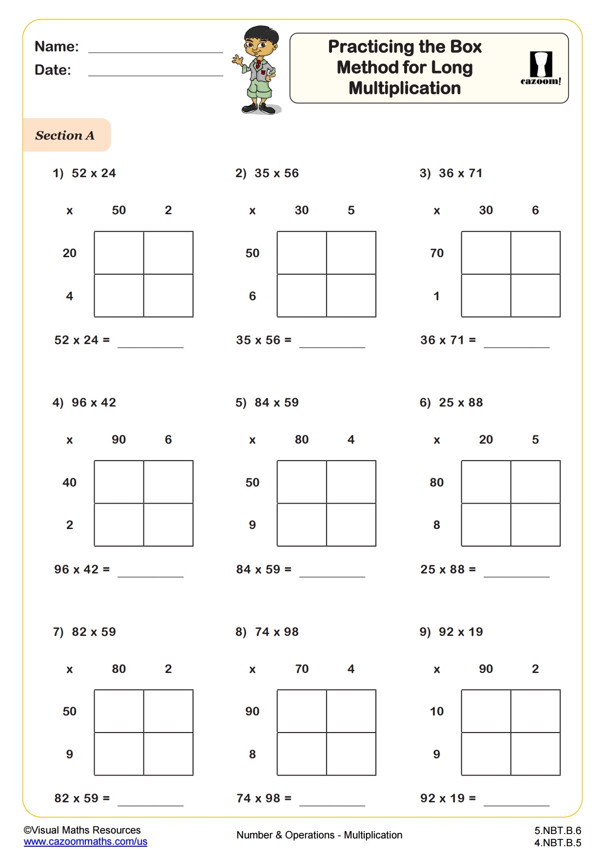 4 NBT B 5 Worksheets Printable 4th Grade Math Worksheets Cazoom Math 45 Printable Math Worksheets By Ms Madi TPT