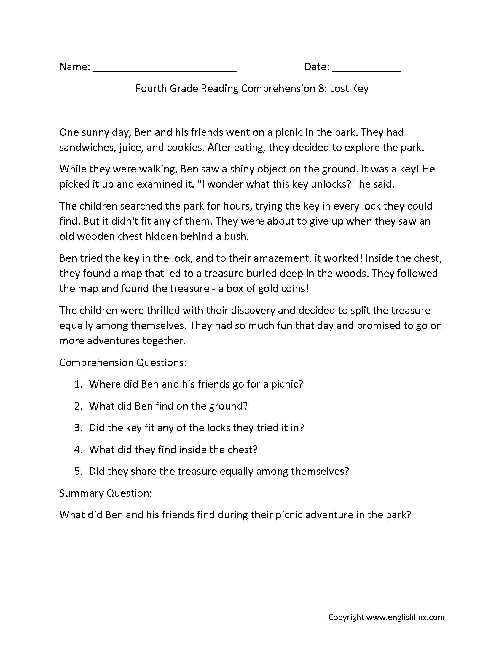 4th Grade Reading Comprehension Worksheets Free Printable Passages Questions 4th Grade Reading Comprehension Worksheets Free Printable Passages Questions