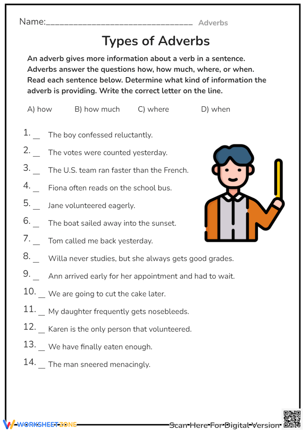 5th Grade Adverbs Worksheets Printable