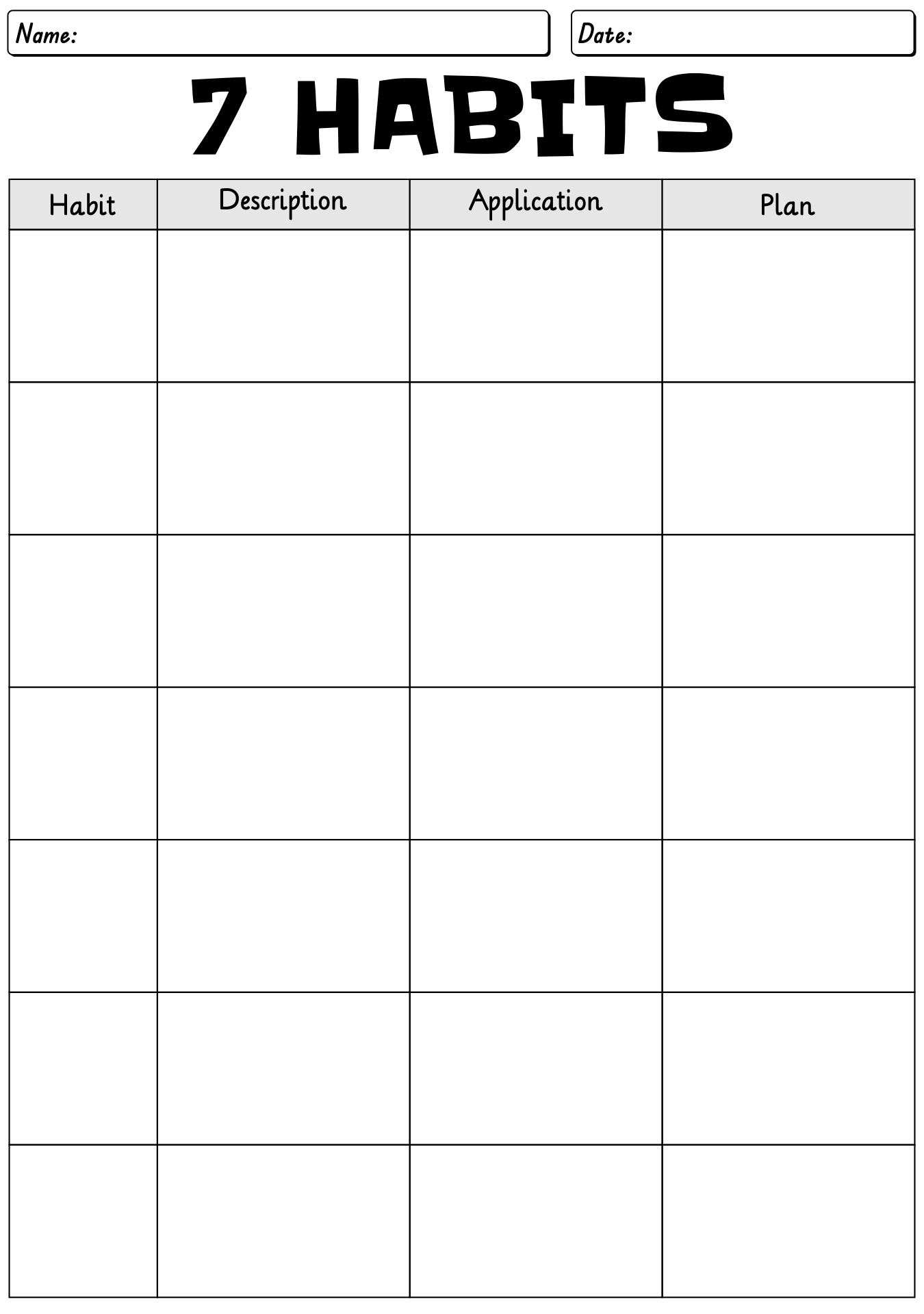 7 Habits Of Highly Effective People Worksheets
