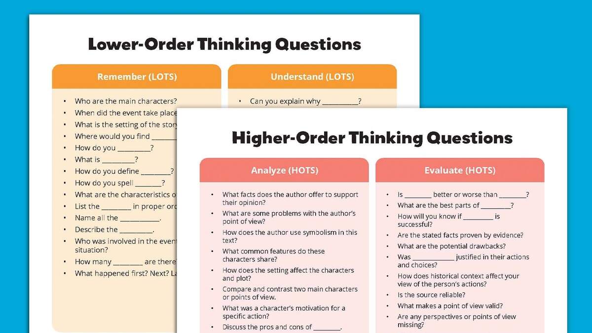 70 Higher Order Thinking Questions And Stems Free Printable 70 Higher Order Thinking Questions And Stems Free Printable