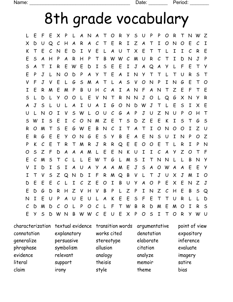 8th Grade Vocabulary Word Search WordMint 8th Grade Vocabulary Word Search WordMint