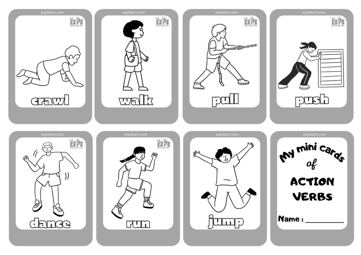 Action Verbs 2 Coloring Cards Free PDF Download Ezpzlearn Action Verbs 2 Coloring Cards Free PDF Download Ezpzlearn