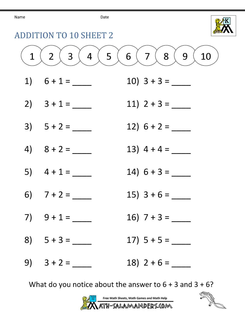 Simple Addition Up To 10 Worksheets Fun And Interactive Math Learning For 2 6 Year Olds