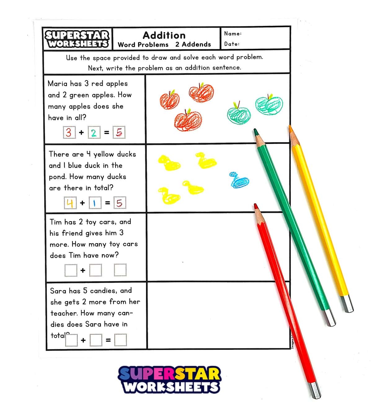 Free Printable Elementary Math Word Problems Worksheet