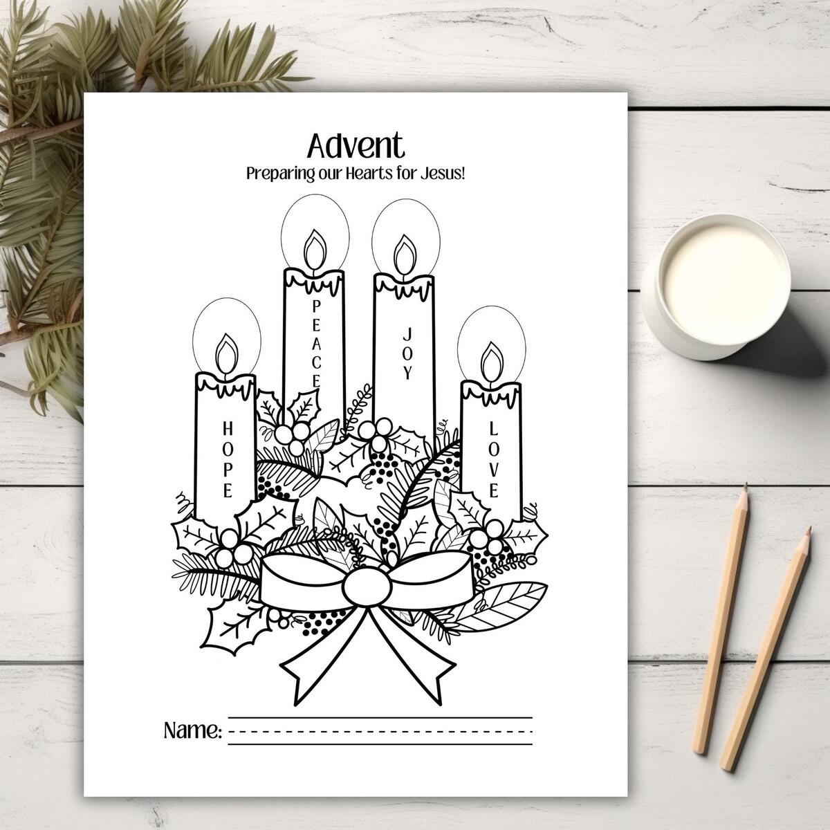 Advent Wreath Coloring Page Religious Christmas Activity Digital Download Etsy Advent Wreath Coloring Page Religious Christmas Activity Digital Download Etsy