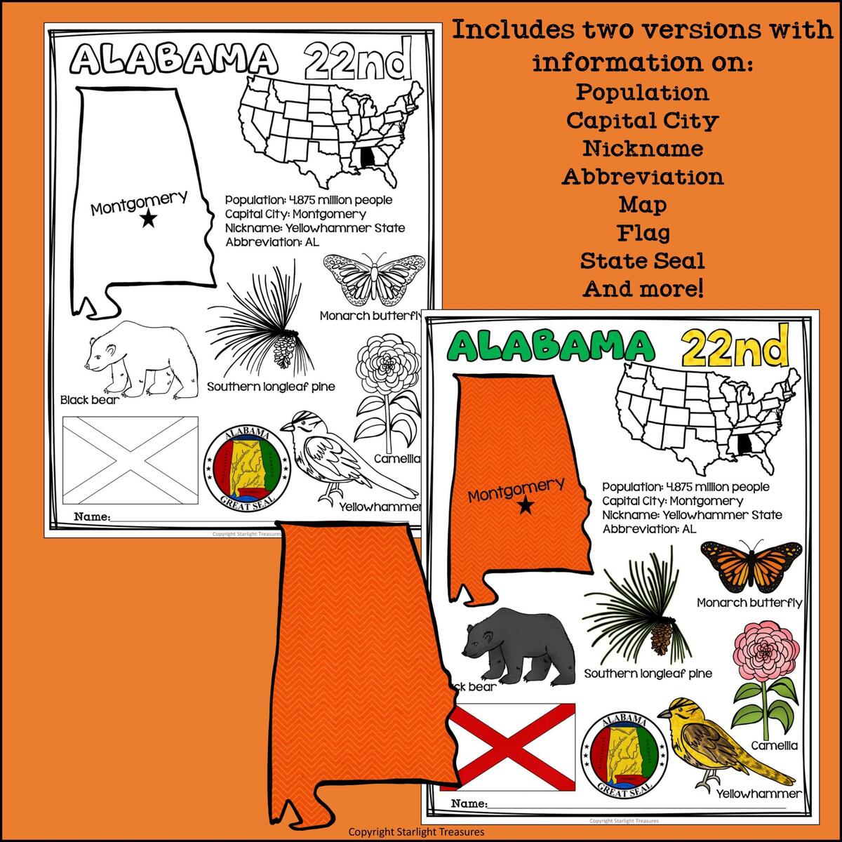 Alabama Fact Sheet For Early Readers A State Study Made By Teachers