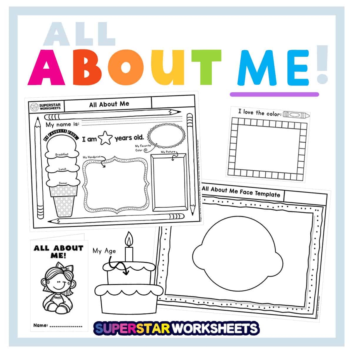 All About Me Template Superstar Worksheets All About Me Printable Preschool Worksheet Free PDF MindyMakes