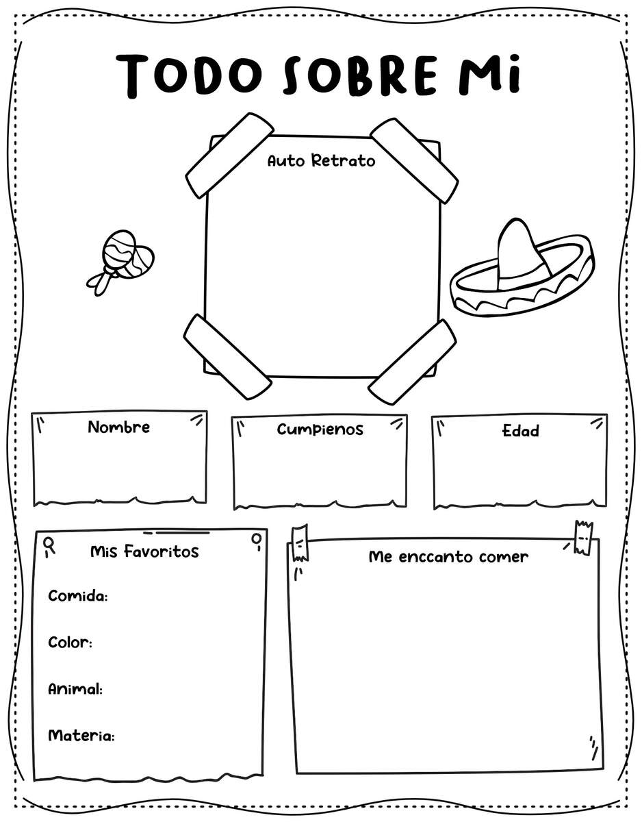 All About Me Worksheet Spanish 20 Free PDF Printables Printablee