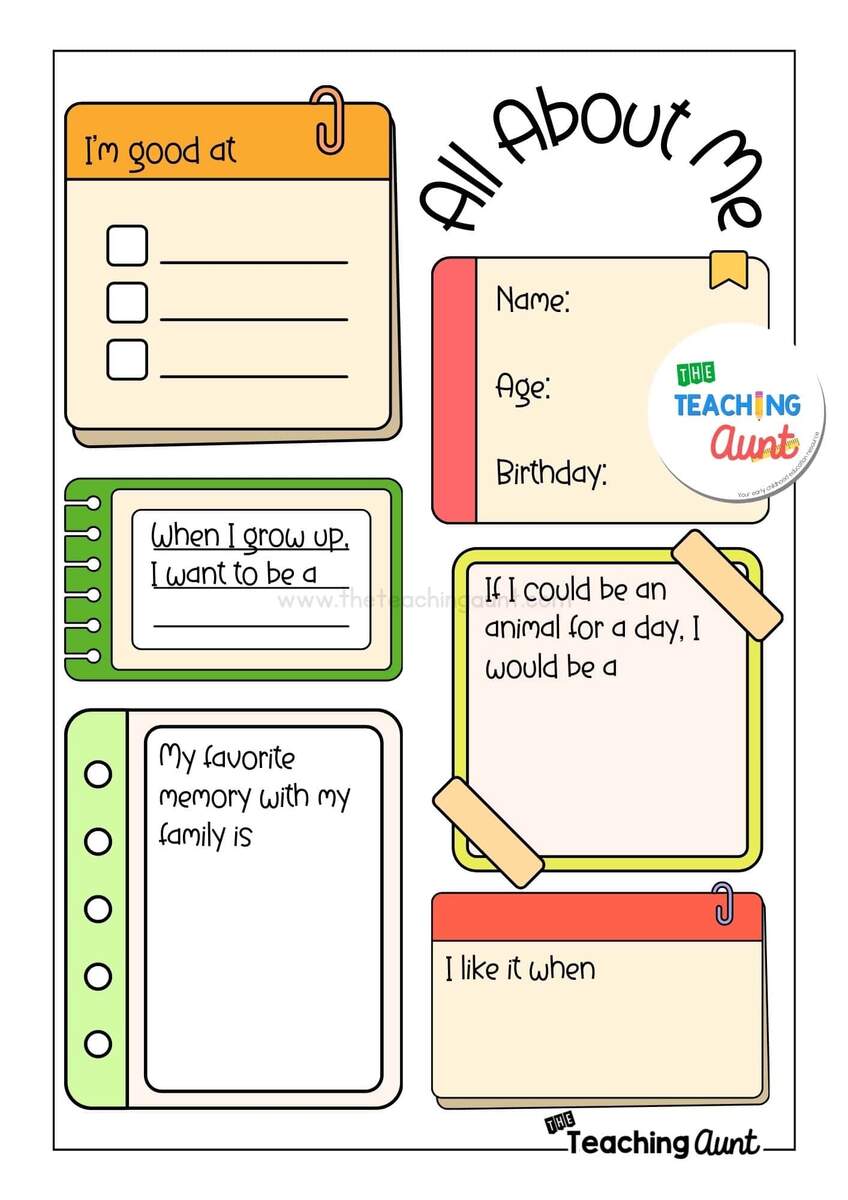 All About Me Worksheets Free Printable The Teaching Aunt