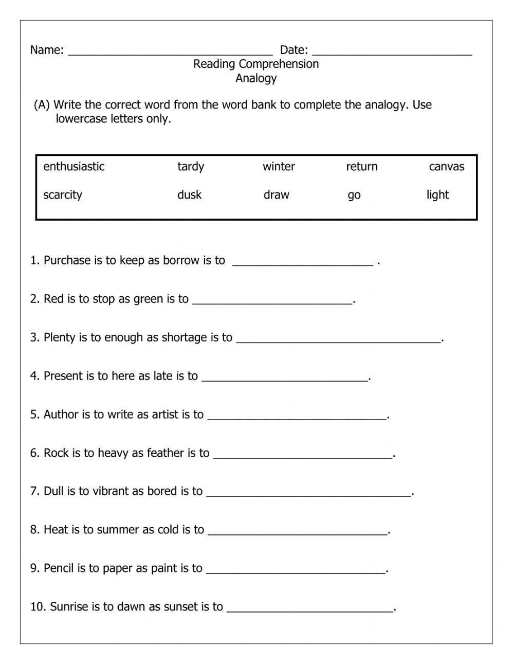 65 Math Worksheets Ideas Analogies Activities Easy Math Worksheets Printable Logical Reasoning Exercises