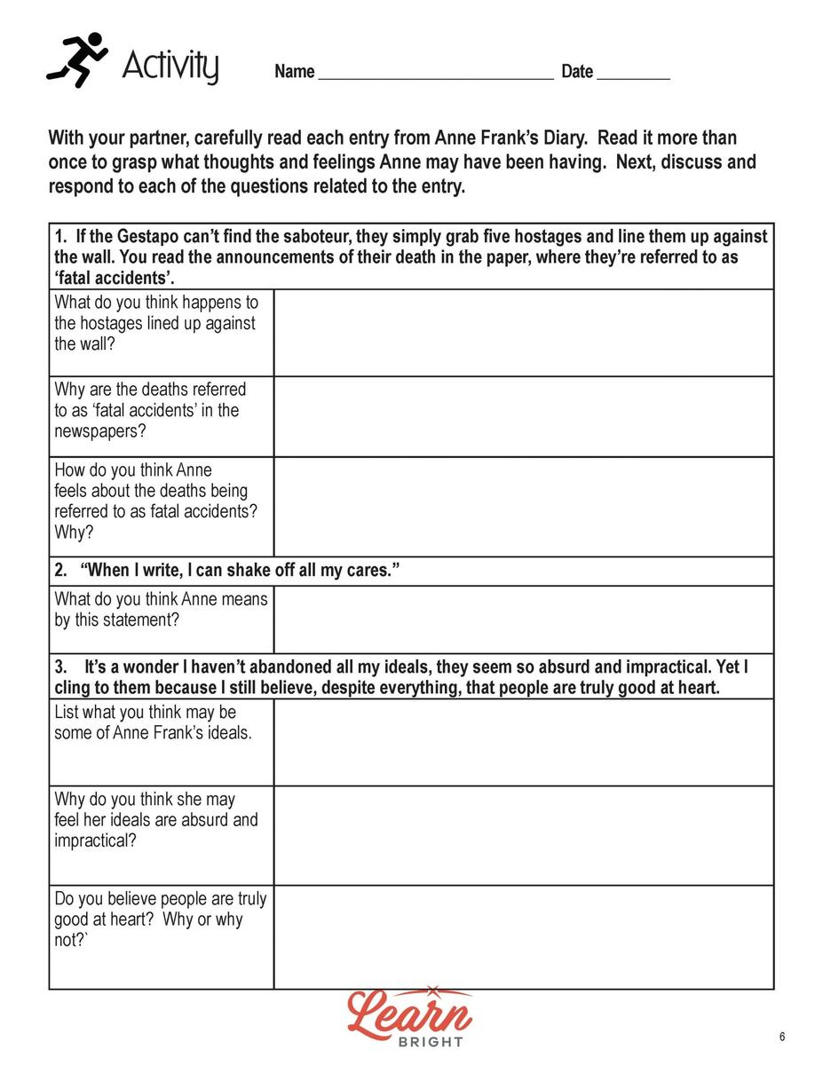Anne Frank Free PDF Download Learn Bright Worksheets Library Anne Frank Free PDF Download Learn Bright Worksheets Library