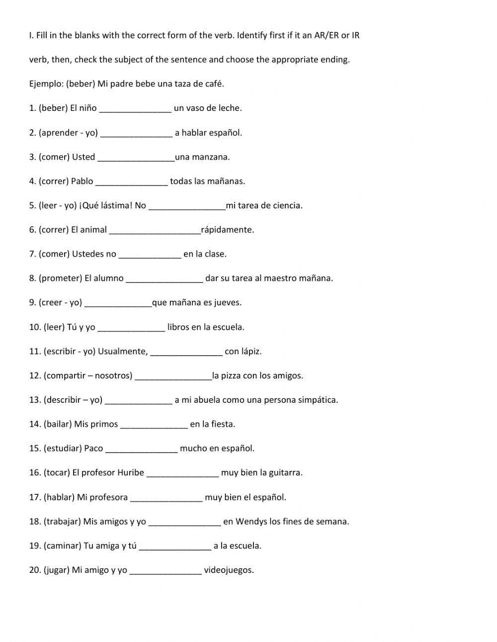 Ar Er Ir Verb Endings Worksheet Worksheets Library Ar Er Ir Verb Endings Worksheet Worksheets Library