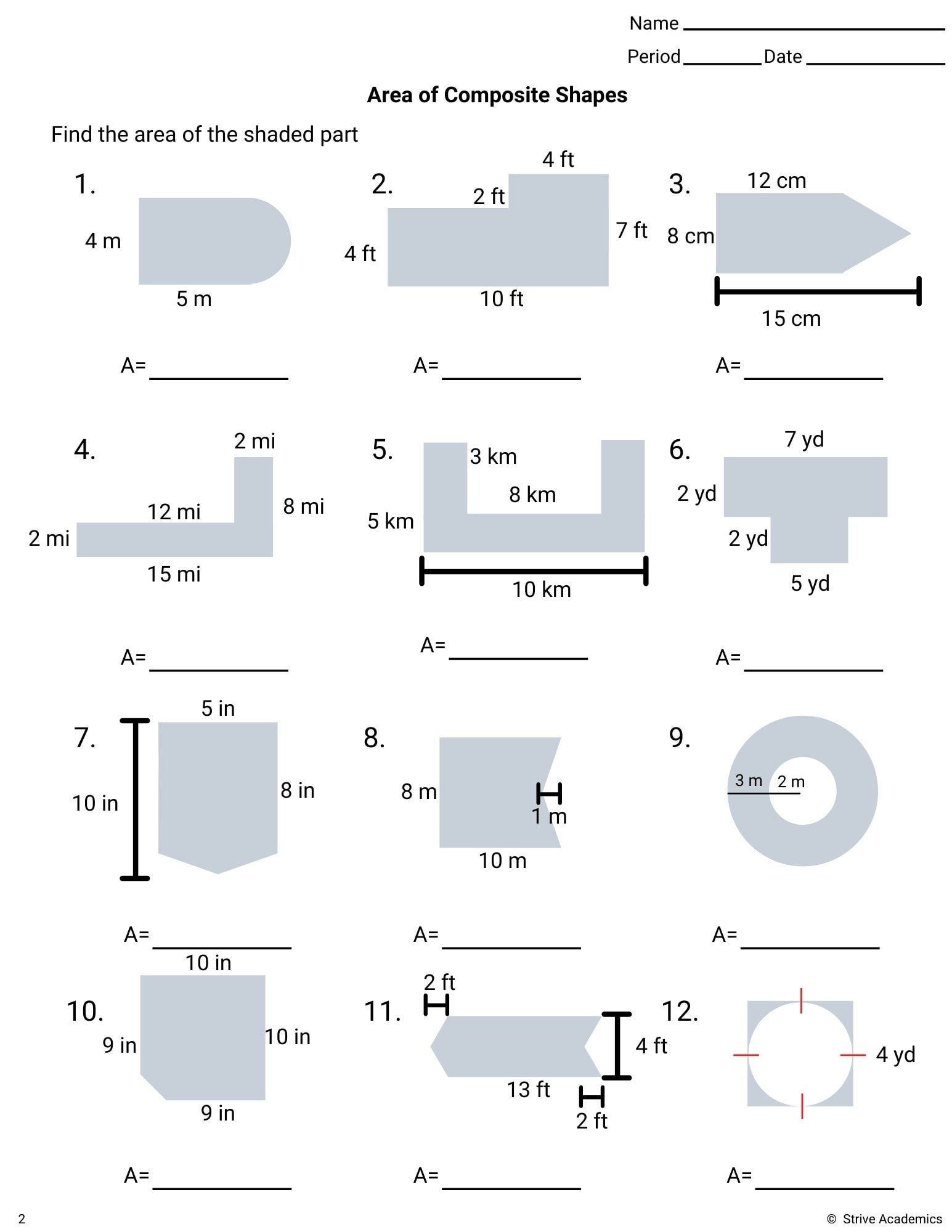 Area And Perimeter Of Mixed Shapes K12 Math Worksheets