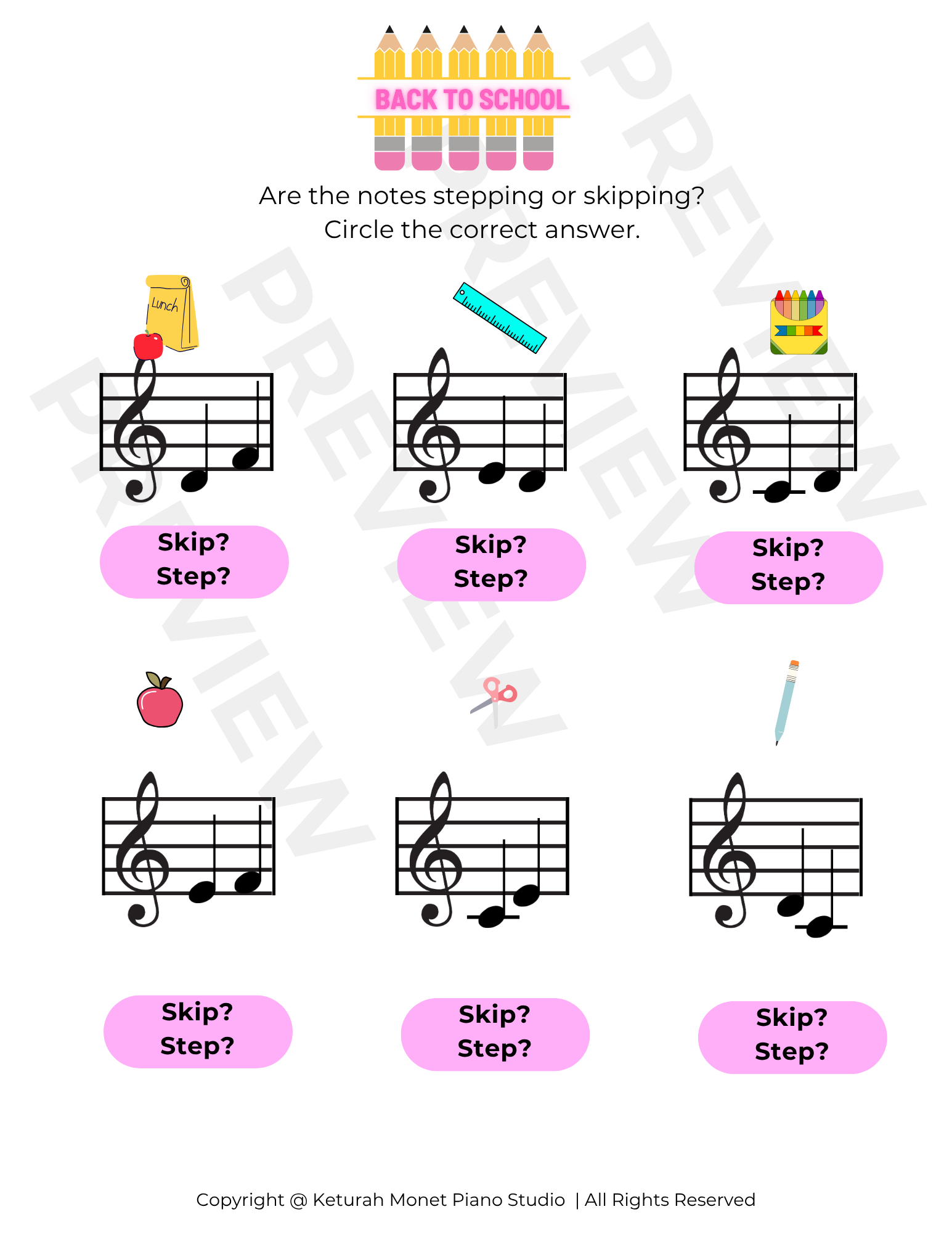 Back To School Staff Intervals Step Or Skip 2nds Or 3rds Music Teacher Spark Back To School Staff Intervals Step Or Skip 2nds Or 3rds Music Teacher Spark