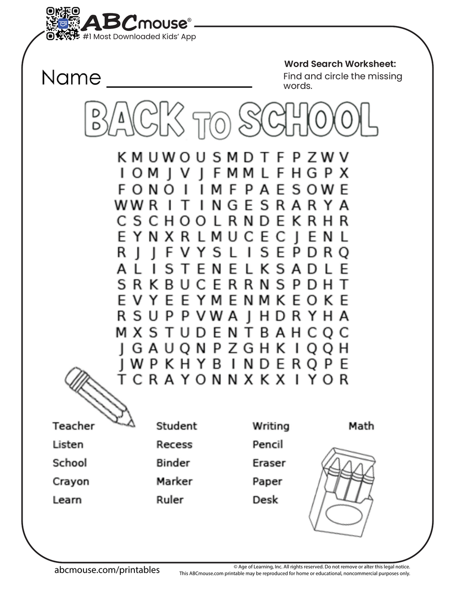 Back To School Worksheets For Kids ABCmouse Free Math Worksheets