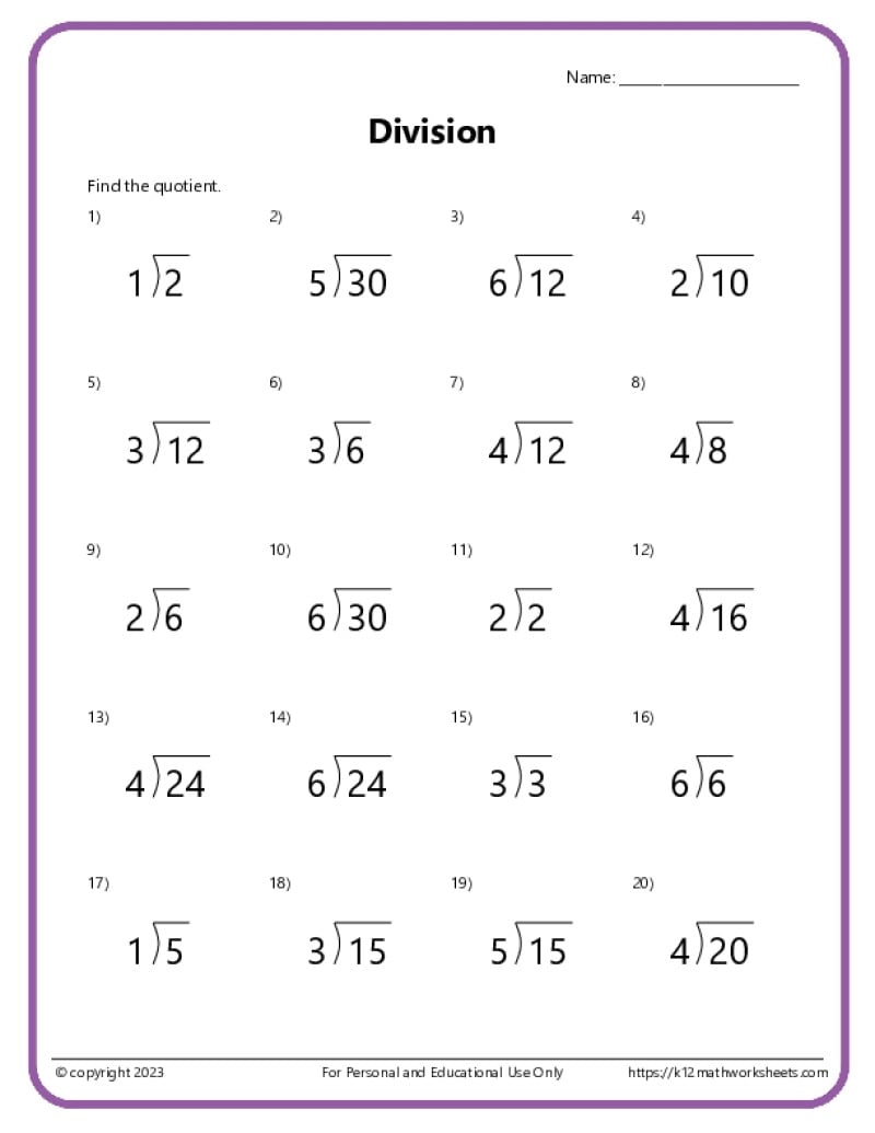 Basic Division Worksheets Long Division Worksheets Problems Printable Math Drills Free Printables Lettering SVG Files Tools Apps