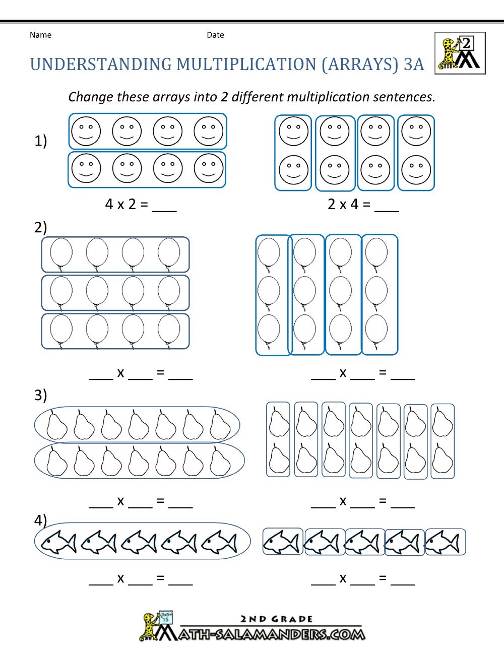 Beginning Multiplication Worksheets Free Multiplication Arrays Worksheets Teach Prints