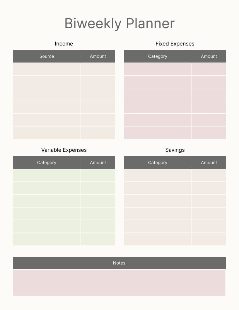 Biweekly Budget Planner Template Visme Biweekly Budget Planner Template Visme
