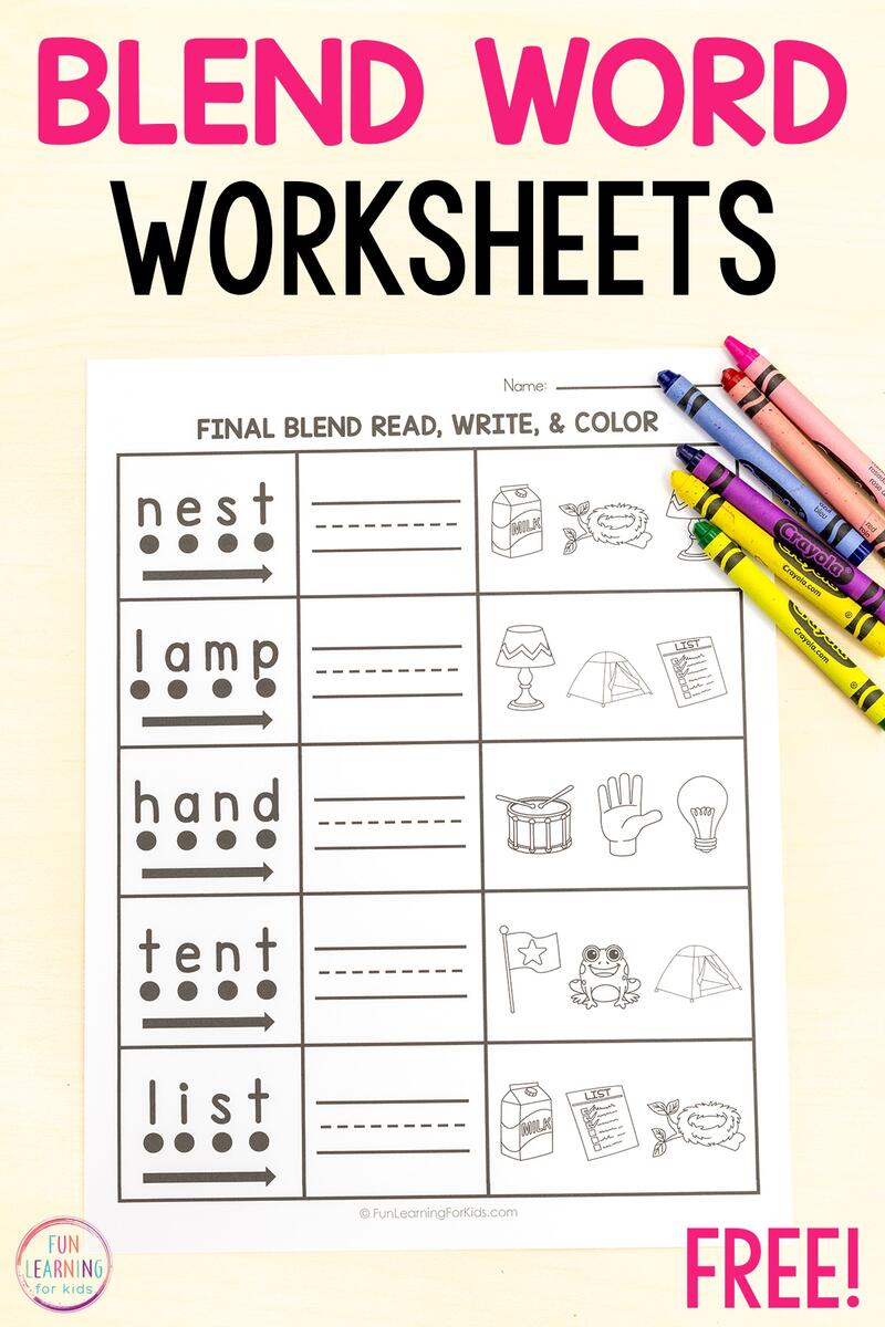 Blend Word Read Write And Color Worksheets