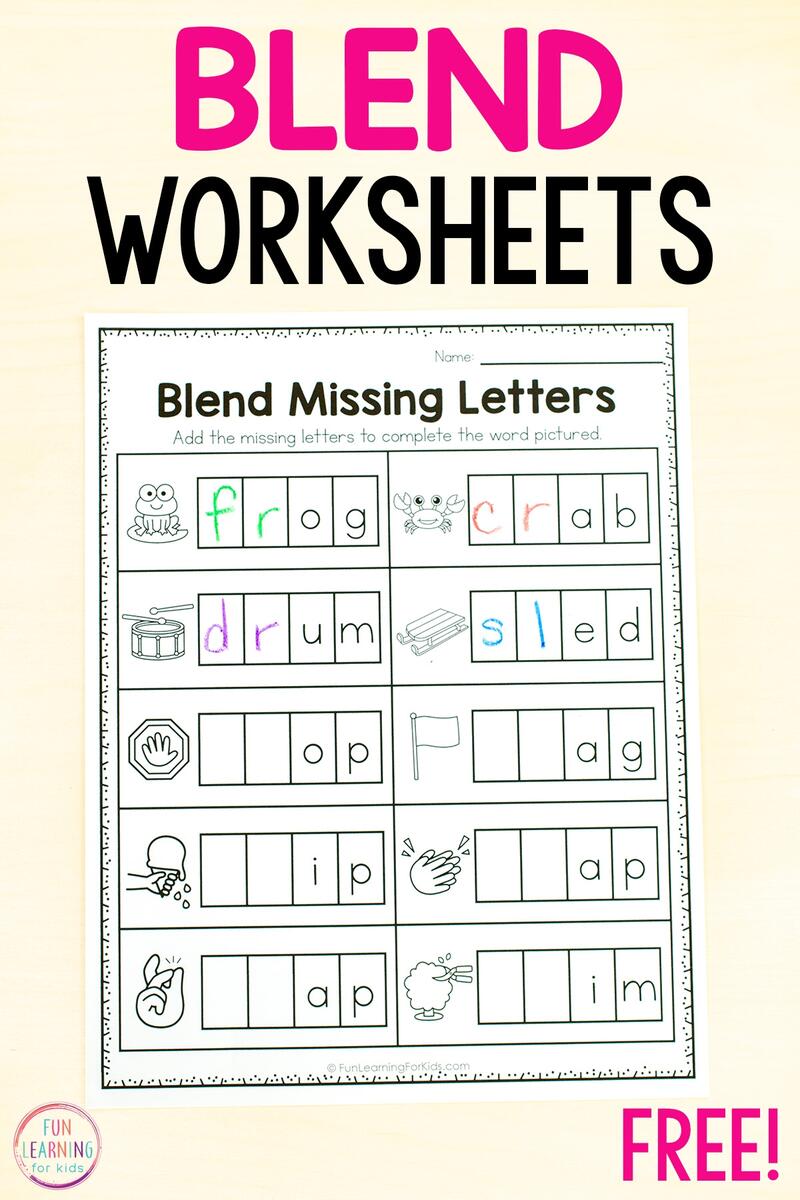 Blend Words Missing Sound Worksheets For Phonics Practice Blends And Digraphs Worksheets Printable