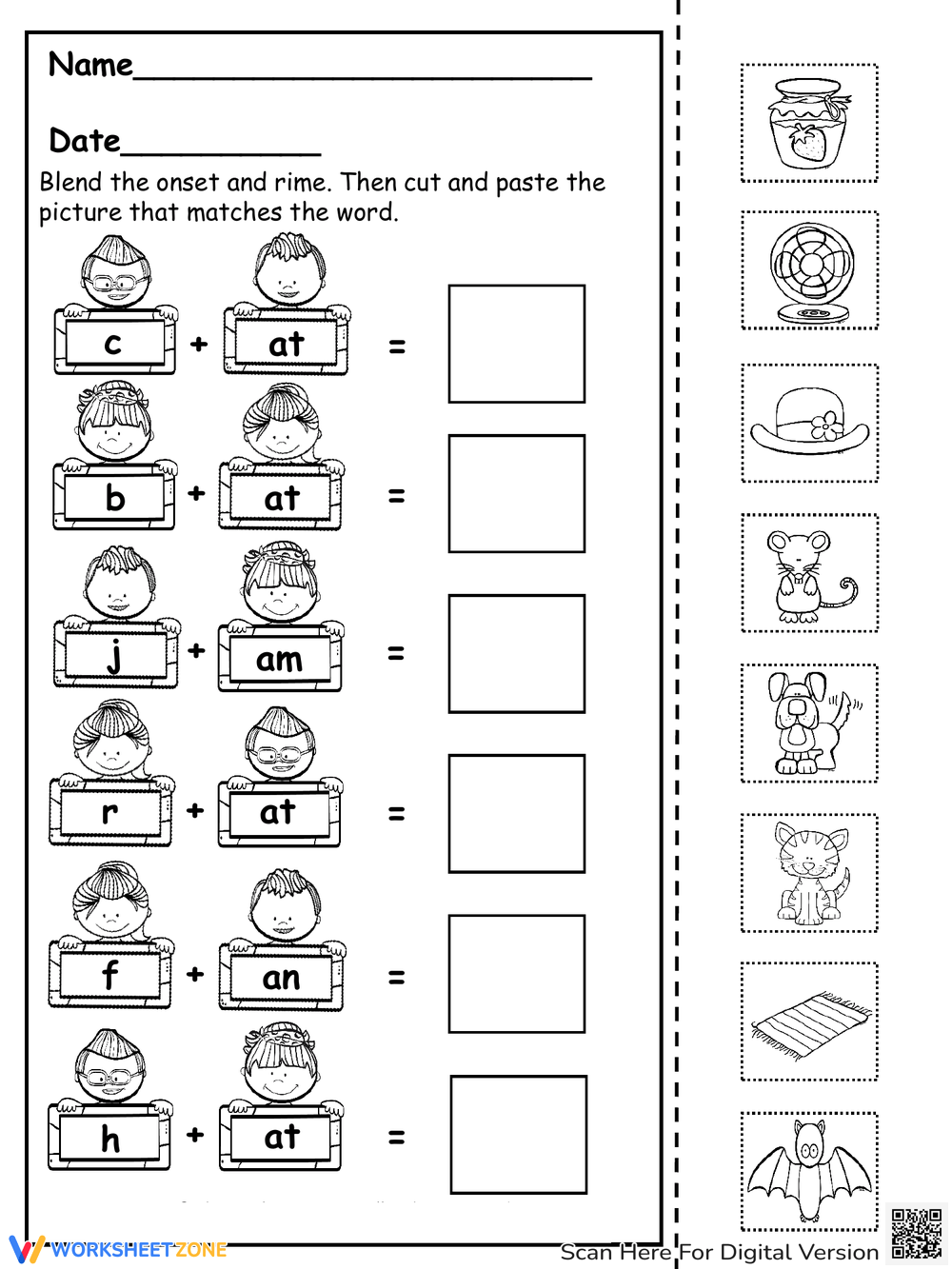 Blending Onset And Rime Cut And Paste Worksheet