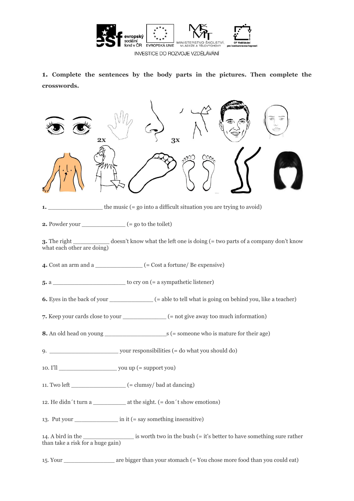 Body Parts Idioms Worksheet English Vocabulary Body Parts Idioms Worksheet English Vocabulary