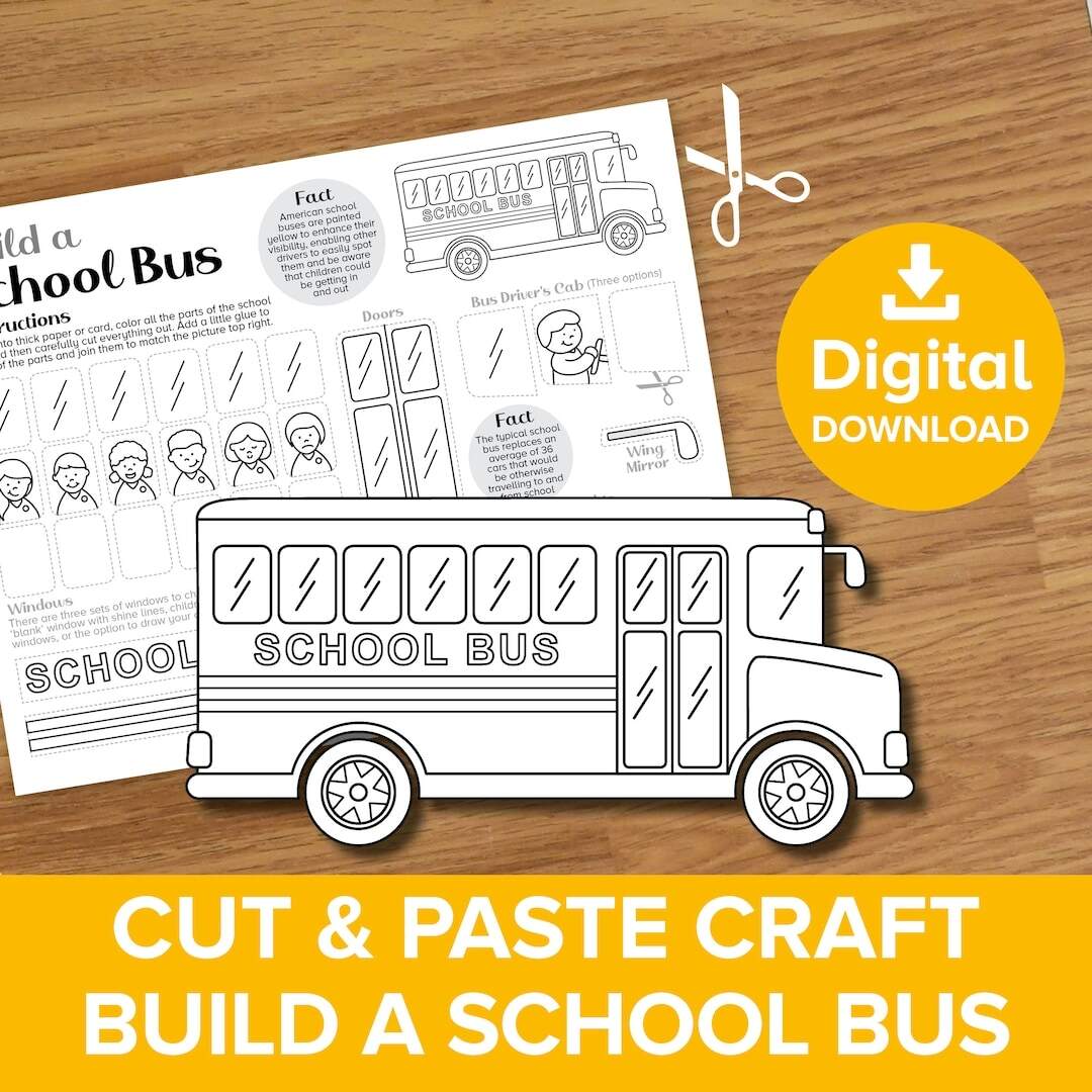 Build A School Bus Cut Paste Craft Back To School Coloring Page Printable American Yellow Bus Model Educational Transport Art Activity Etsy Build A School Bus Cut Paste Craft Back To School Coloring Page Printable American Yellow Bus Model Educational Transport Art Activity Etsy